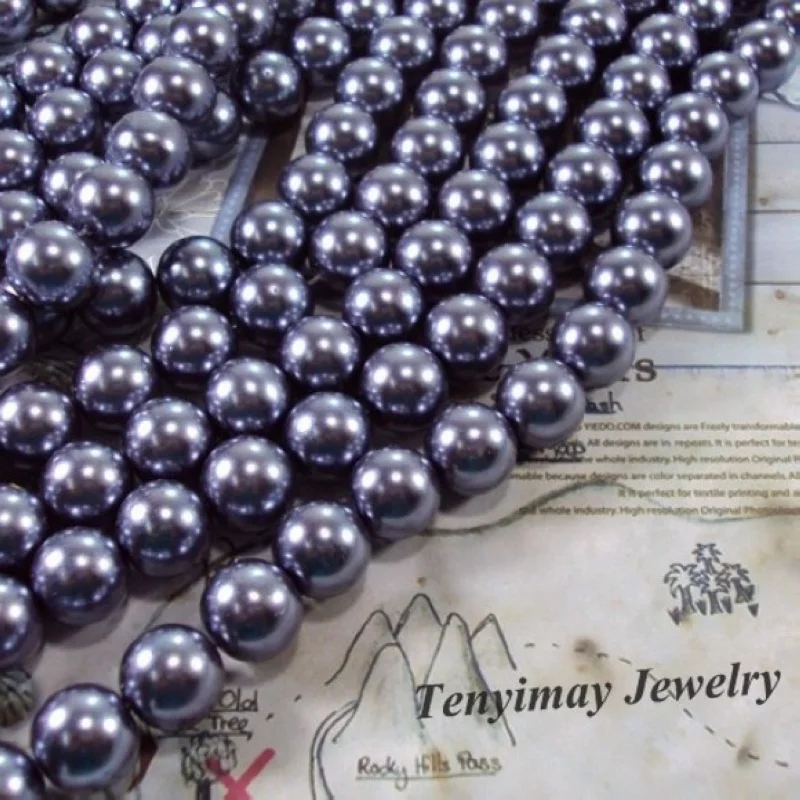 

Guaranteed 14mm Dark Grey Glass Imitation Pearl For DIY Wholesale 5 Strands Free Shipping