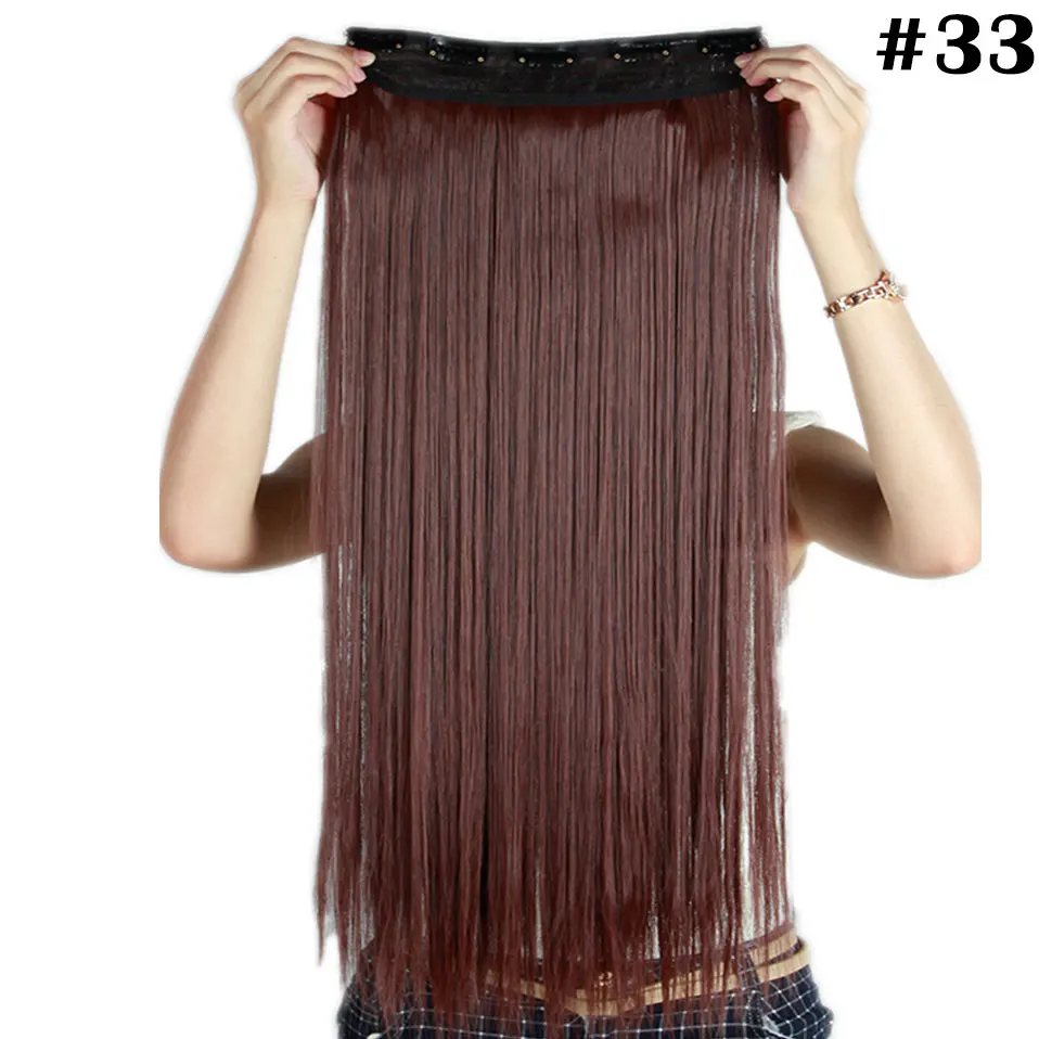 dark auburn SNOILITE осень до талии 46-76 см Длинные клип в один кусок волос для наращивания Натуральные Прямые толстые синтетические волосы для женщин - Цвет: dark auburn