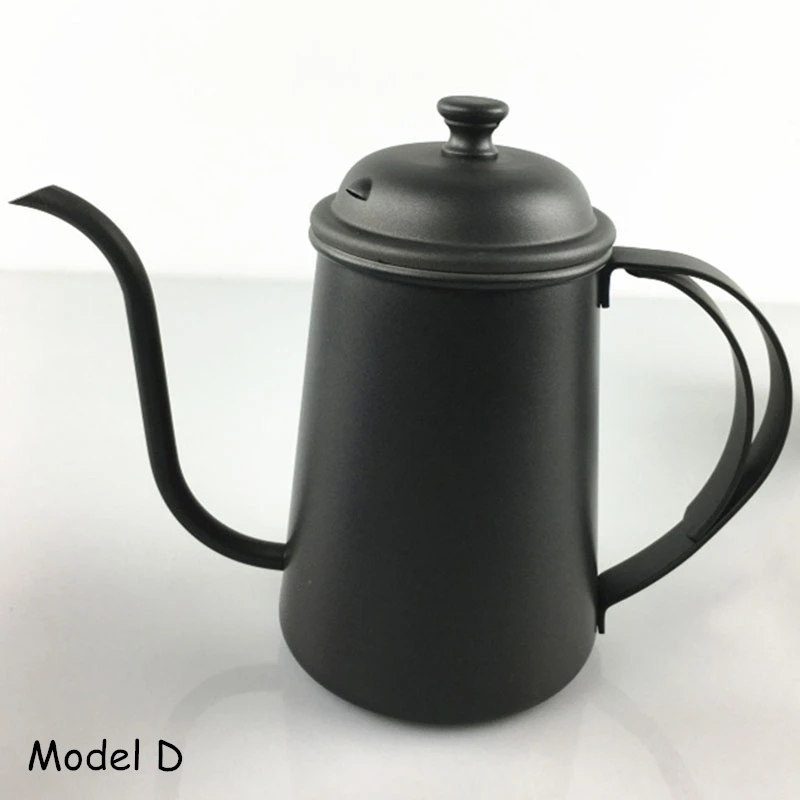 Model D Кофейник с мелким горлышком, чайник, более узкая ручная тупая кастрюля, капельный заваренный кофейный фильтр, чайник, горшок 304 из нержавеющей стали, 650 мл - Цвет: Model D