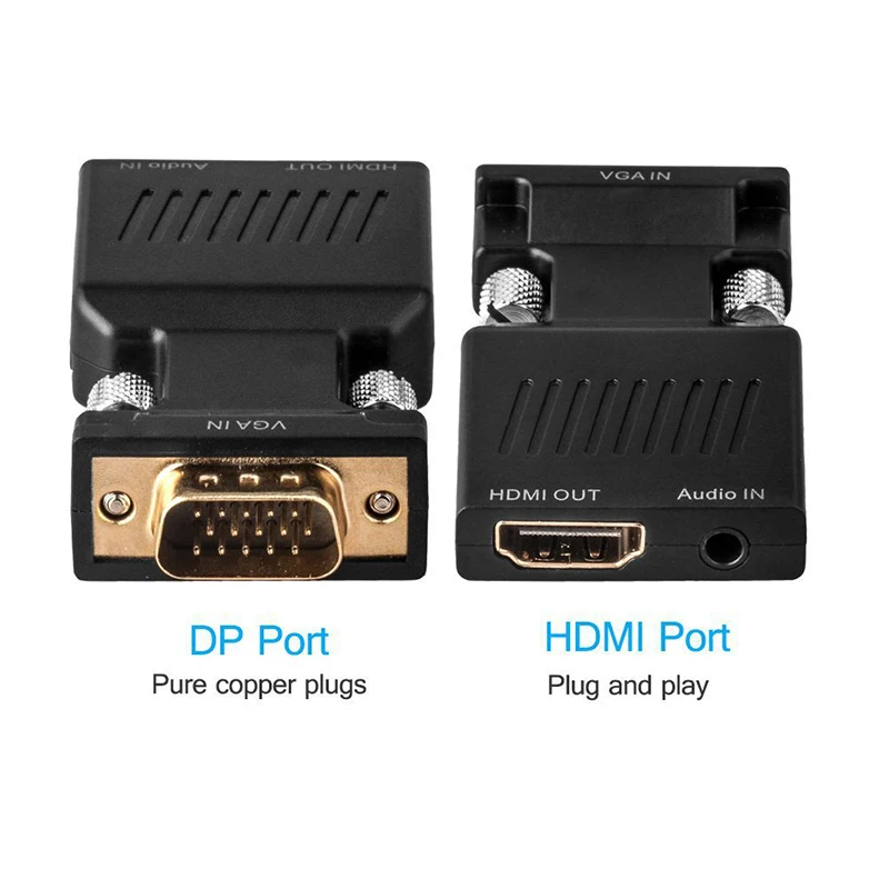 Ttten мужчина VGA к HDMI Женский адаптер конвертер с AUX аудио в порту Video Converter 1080 P для