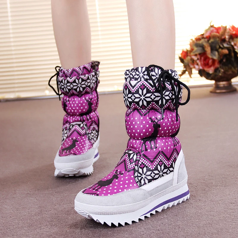 Новые непромокаемые женские зимние сапоги из ткани Оксфорд удобные до середины