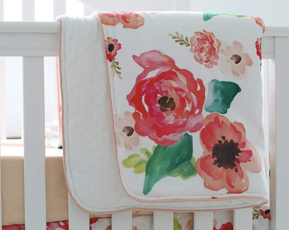 Комплект из 3 предметов Boho Цветочные Детские плюшевые одеяла с оборками