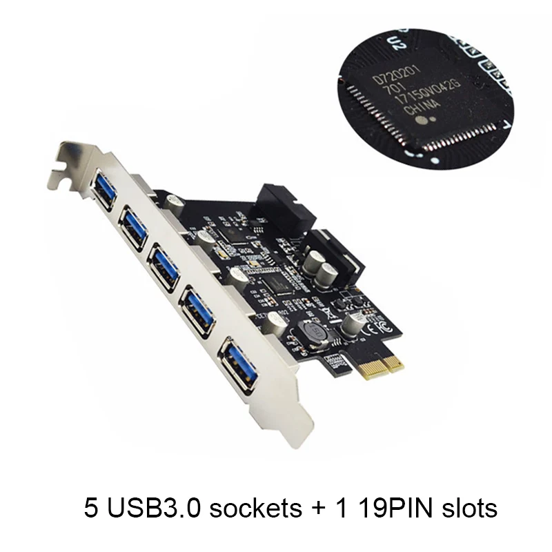 USB3.0 карта расширения 5 портов + 19PIN слот компьютер accssories для WinXP Vista IJS998| |