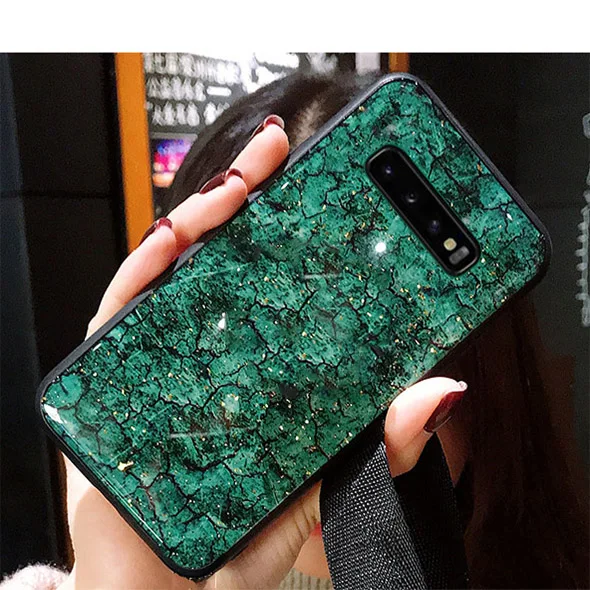 Green Модные Мрамор Блестящий силиконовый чехол для samsung Galaxy S10 плюс S10E S9 S8 S7 Edge Note 8 9 10 Pro на M10 M20 M30 A20E A2 ядро - Цвет: Green