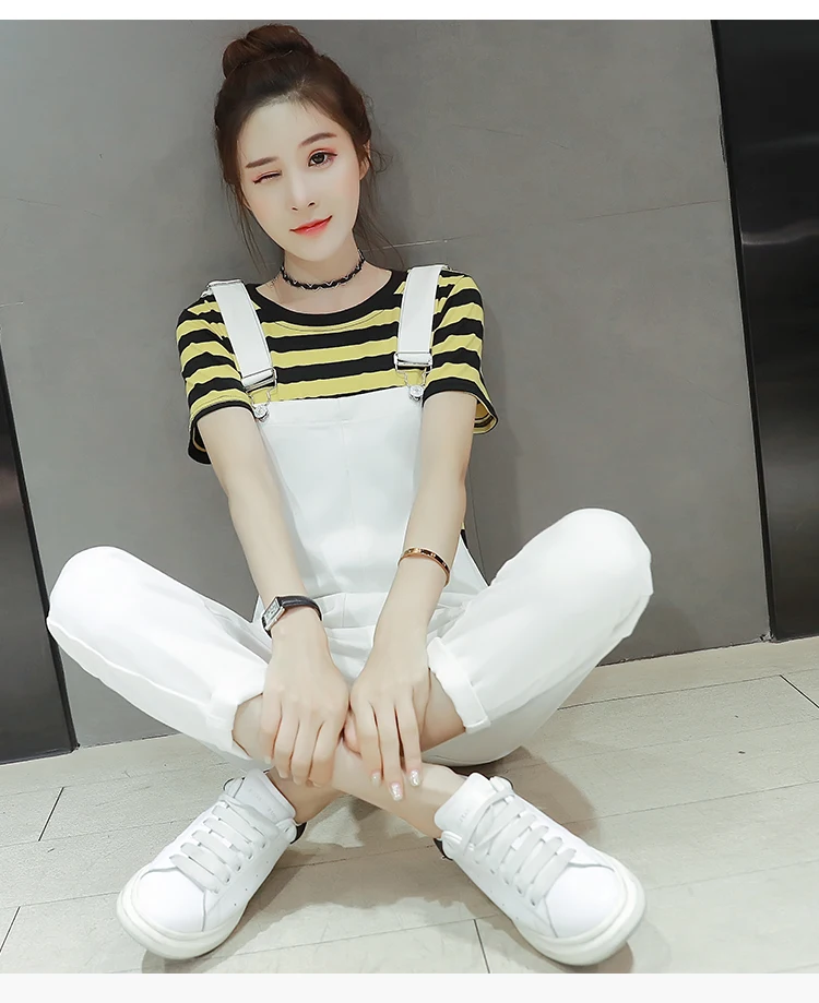 Модные свободные женские джинсовые комбинезоны длиной до щиколотки, Новинка лета, популярные женские черные и белые милые джинсовые комбинезоны, боди