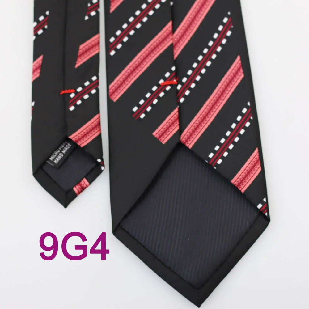YIBEI Coachella Men's ties Border Black With Coral Red / White Stripes Necktie gravata fashion Ties for men Groom Bestman Tie |