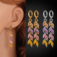 long earrings yellow gold color aaa zircon cute floral vintage jewelry women trendy crystal drop earrings e5235