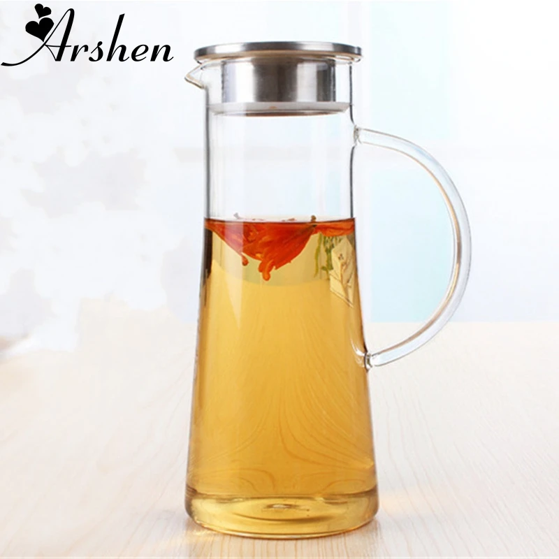 Фото Стеклянный чайник Arshen 1800 мл большая емкость для воды термостойкий цветов с