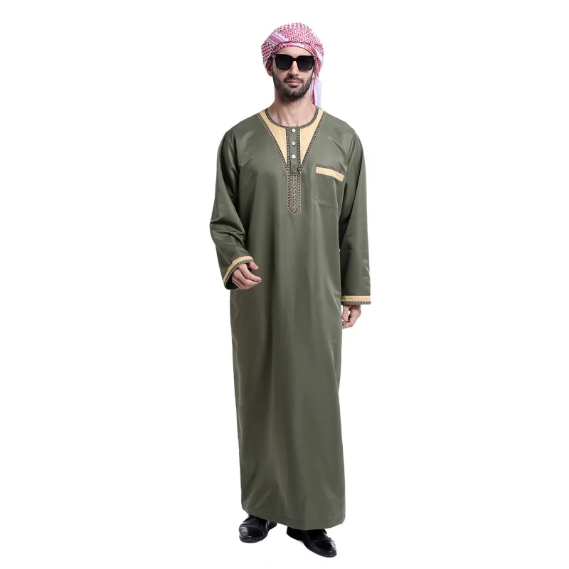 Модные Для мужчин Саудовская Стиль Тобе Thoub Абаи халат Daffah Dishdasha исламский