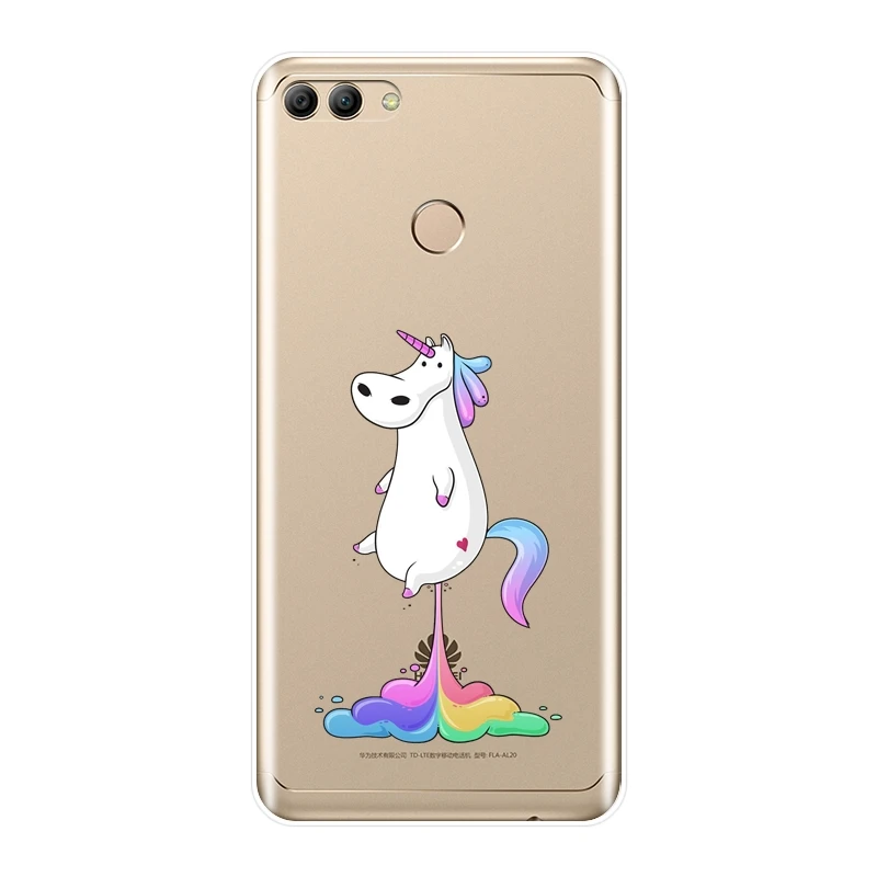 Мягкий силиконовый чехол Kawaii Unicorn Для Huawei Y3 Y5 Y6 II Y7 Pro задняя крышка для Prime 2017 2018 Y9