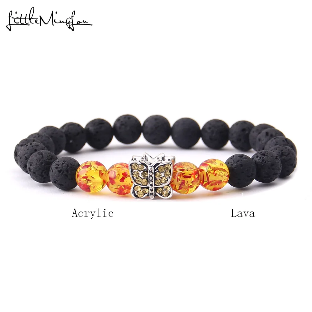 Мужские и женские браслеты для йоги с кристаллами бабочками бусинами|yoga