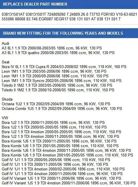 Для Audi A3 сиденье Шкода Octavia VW Bora Golf клапан рециркуляции отработавших газов 7.24809.26.0 7371D FDR183 V10-63-0021 555086 88068 83,746 EGR087 XEGR17