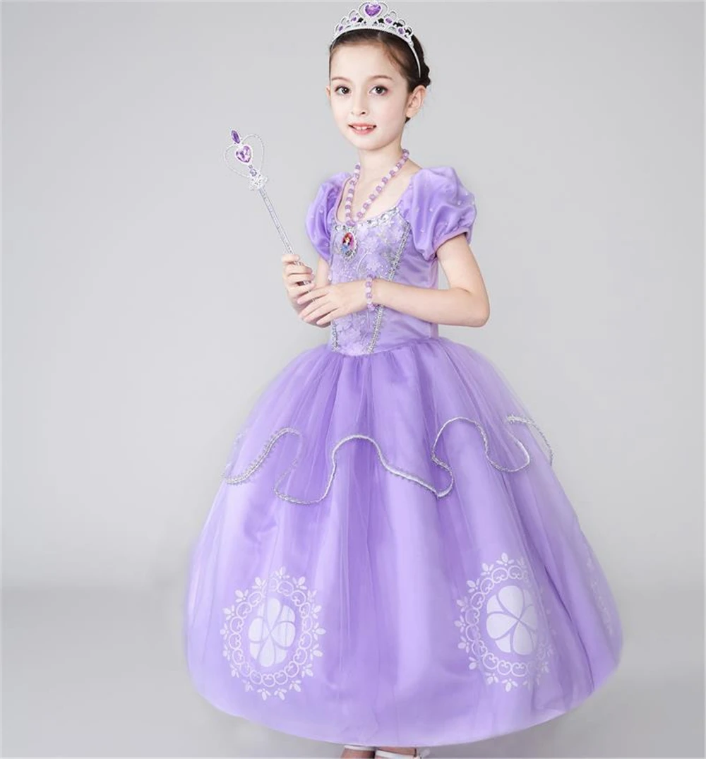 Kids Girls Princess Sofia Dress Rapunzel Dresses Ball Gown Long Party Children Clothing Halloween Cosplay Costume | Детская одежда и