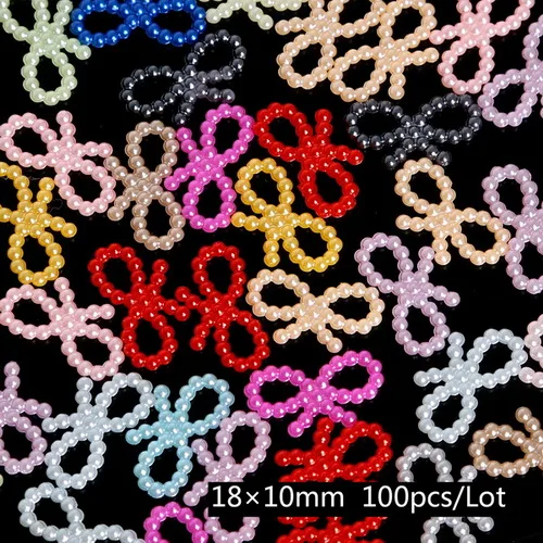 18x10mm bowknot 20-1000 намоток Mix 37 Цвета жемчуг имитация кабошон одежды декор с изображением сердечка цветка бусины ABS принадлежности DIY Швейные аксессуары - Цвет: 18x10mm bowknot