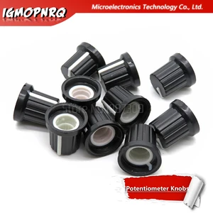 10 шт. AD2 6 мм Диаметр отверстия вала пластик с резьбой рифленый потенциометр ручки крышки wh148