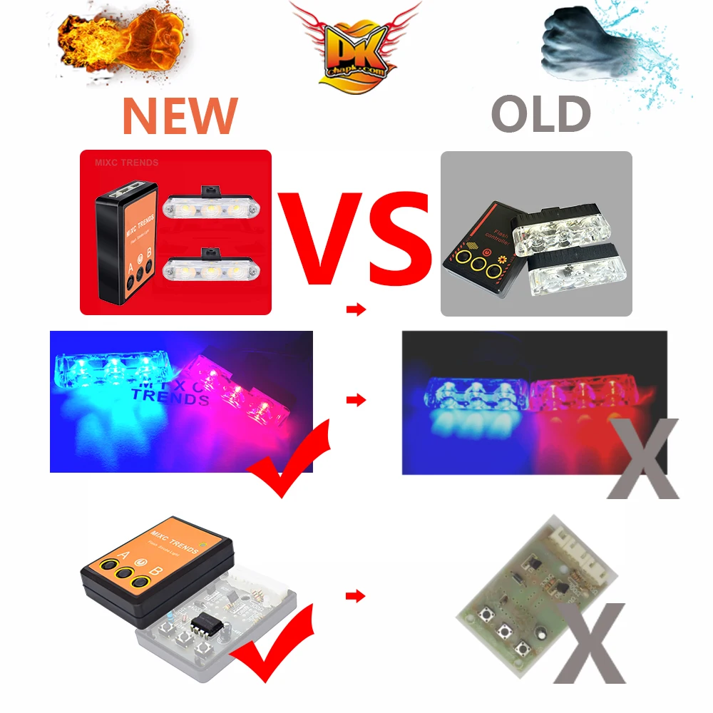 Комплект из 2 предметов 3 светодиодный стробоскоп светильник 12V Авто Мото мигает