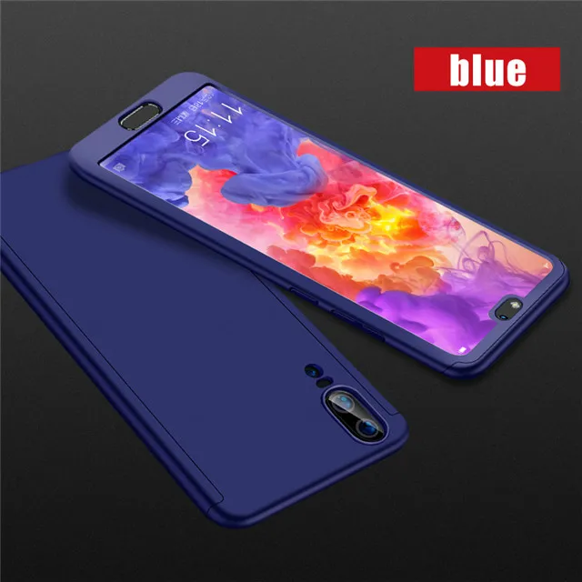 Синий Роскошный 360 Полный стеклянный чехол для huawei P30 P20 P10 P9 P8 Mate20 Lite P Smart Z Y9 Prime Nova 3 3i 3E защитный чехол - Цвет: Синий
