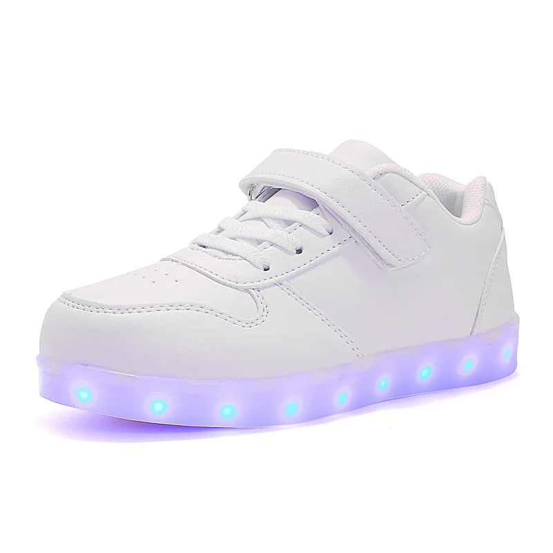 Size25-37/USB зарядки для мальчиков обувь с подошвой Enfant светодиодные светящиеся