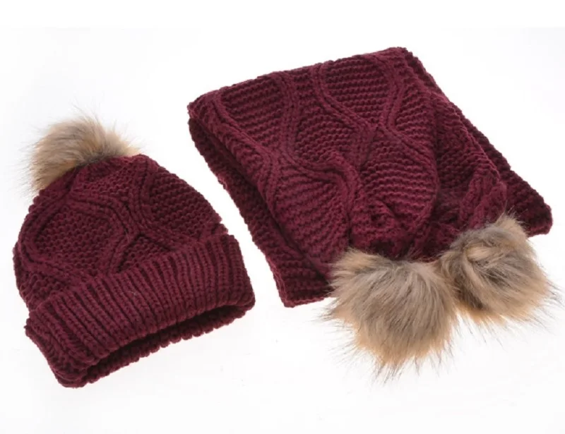  fashion women knitted hat muffler set winter warm jacquard weave curling scarf birthday gift female accessories |