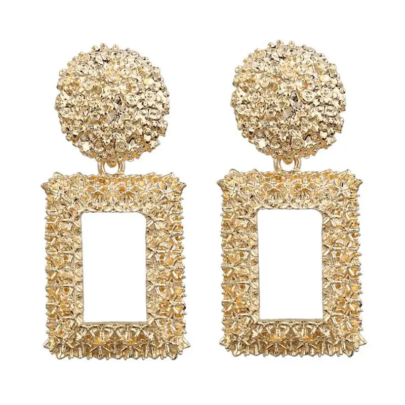 10 gold color Большие серьги, Преувеличенные матовые серьги-гвоздики для женщин, металлические серьги, золото, серебро, цвет черный, желтый, красный, серьги, креативное ювелирное изделие - Окраска металла: 10 gold color