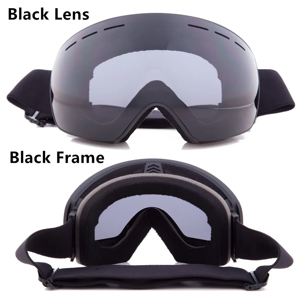Black frame Black Новинка, профессиональные лыжные очки для сноуборда, для мужчин и женщин, двухслойные, противотуманные, лыжные очки, маска для снега, очки для катания на коньках, лыжные очки - Цвет: Black frame Black