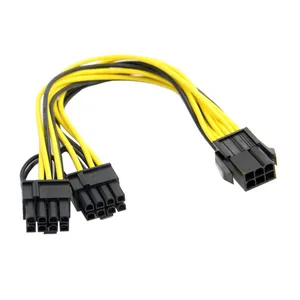 6 шт. UL1007 18AWG PCI-E 6-контактный разъем мама на двойной 8-контактный (6 + 2) Y-Сплиттер FM Адаптер GPU видеокарта кабель адаптера питания