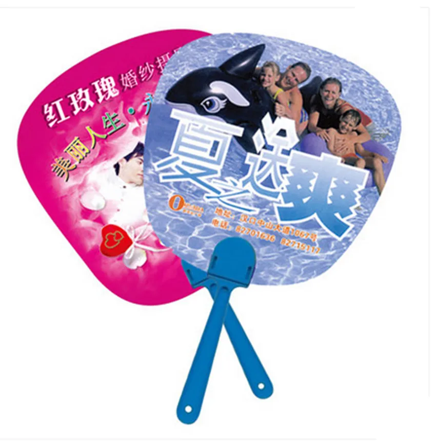 Impresi&oacute;n de logotipo personalizado, 500 unids/lote, ventilador de mano de pl&aacute;stico publicitario para promoci&oacute;n, bonito ventilador de mano de PP para regalo-0