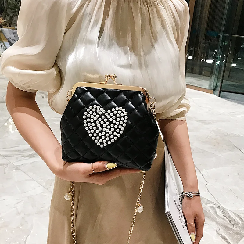 Женская сумка клатч из ПУ кожи с жемчугом|Сумки ручками| |