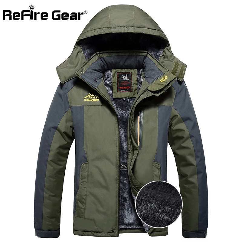 Refire gear теплая зимняя куртка Мужская ветрозащитная Водонепроницаемая парка пальто толстый флис с капюшоном ветровка морозостойкая военная куртка