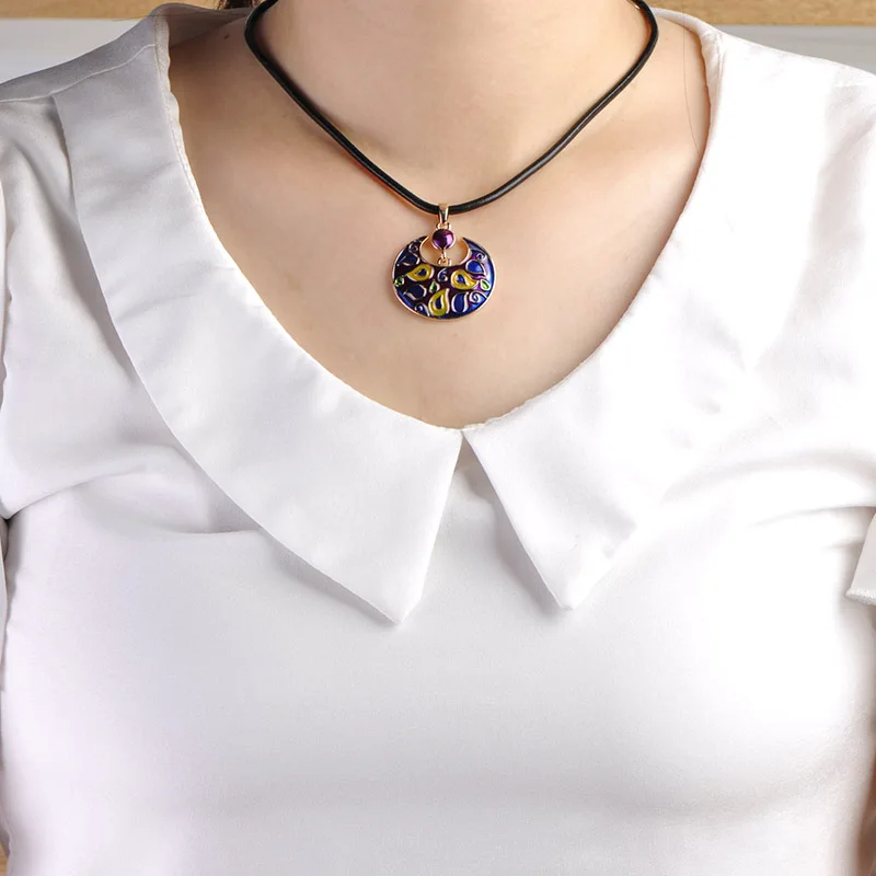 Женский комплект из колье и серёг с эмалью | Украшения аксессуары