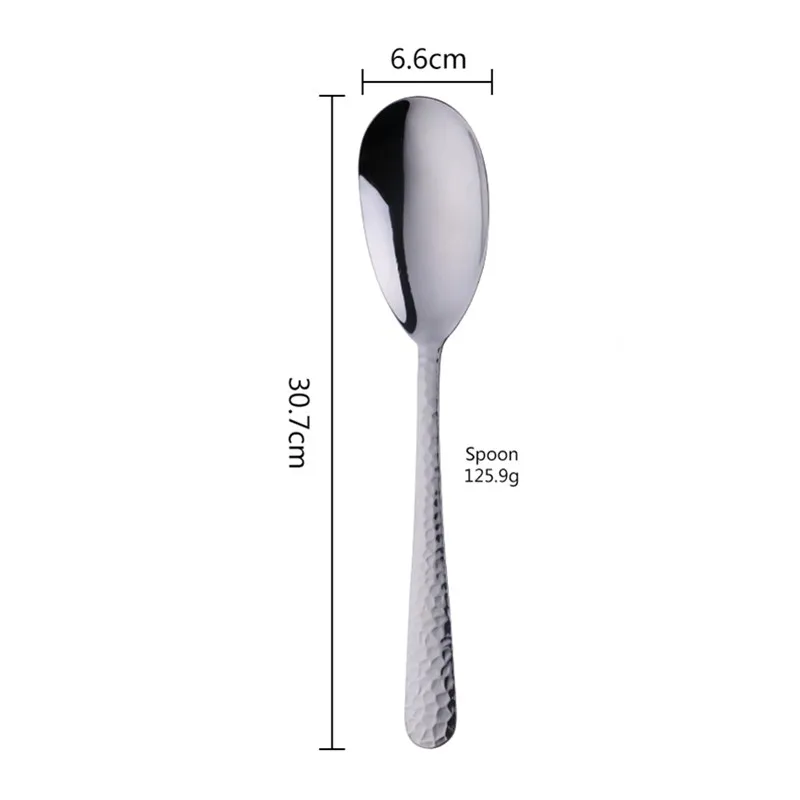 silver spoon 1 pc Салатная ложка или вилка ложка для смешивания 430 из нержавеющей стали, ресторанные ложки, столовая посуда с помощью инструментов «буфет» - Цвет: silver spoon 1 pc