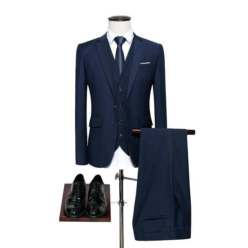 

Loldeal 3 piece Slim Fit Royal Blue Men's Suit Set Wedding Groom Tuxedos Suit Dress Men Formal Business Suit with Pants Dinner