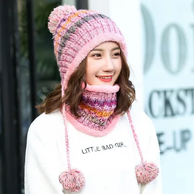 Шапка женская зимняя вязаная шапка осень зима утолщение с флисом для сохранения