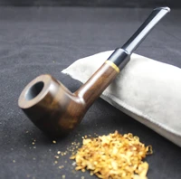 16 tools handmade natural ebony wood smoke tobacco smoking pipe set golden ring brown wooden pipe 9mm pipe filter 519ry