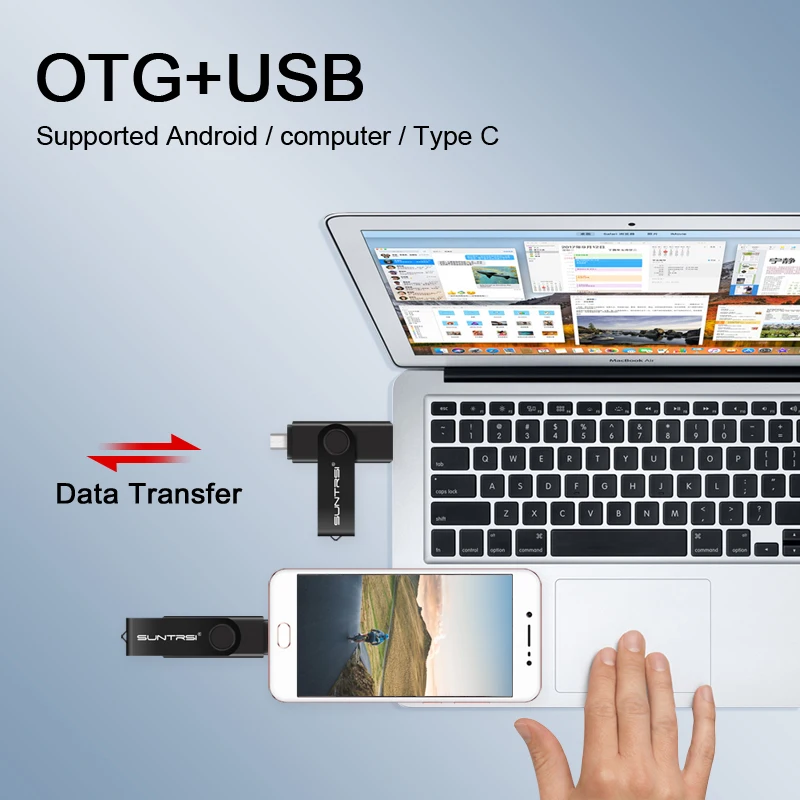 Suntrsi флеш-накопитель 128 Гб OTG usb TYPE C Высокоскоростной внешний накопитель 64 для