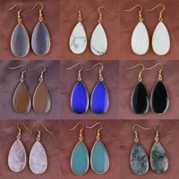 trendy beads light yellow gold color pink quartz black agates water drop white shell earrings blue cat eye stone jewelry