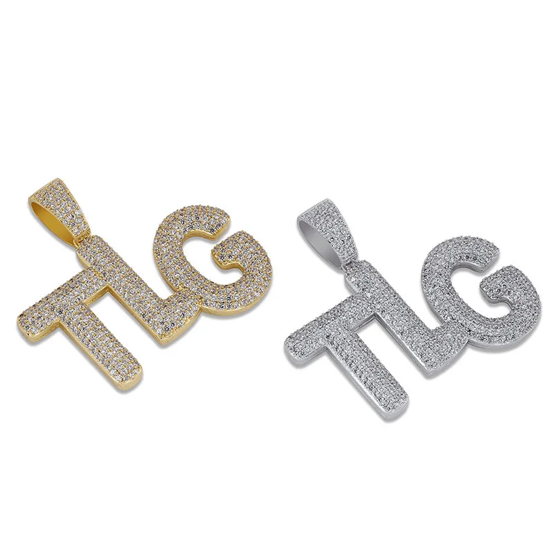 

European and American personality letter TLG pendant full of zircon tide brand hiphop men's necklace