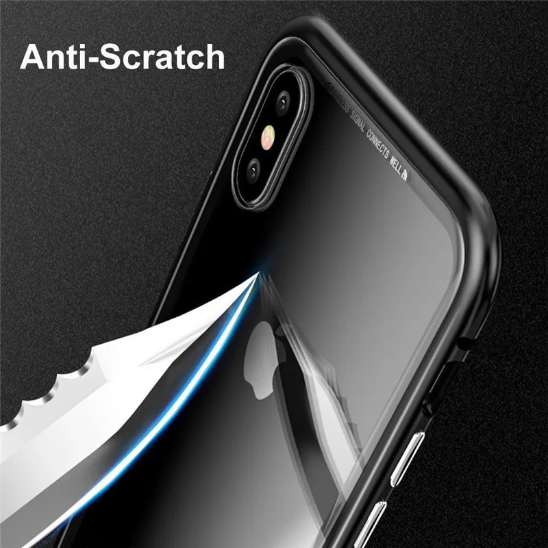2 in 1 Magneto Magnetic Aluminum Bumper Case For iphone X 8 7 Plus 360 Degree Protection 9H Tempered Glass Back Cover Capa Funda |