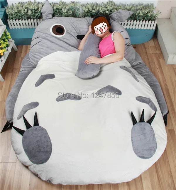 Большой размер мультфильм большая кровать Totoro Подушка Татами Пены памяти наматрасник набивка плюшевый подарок Тоторо двуспальная кровать colchones