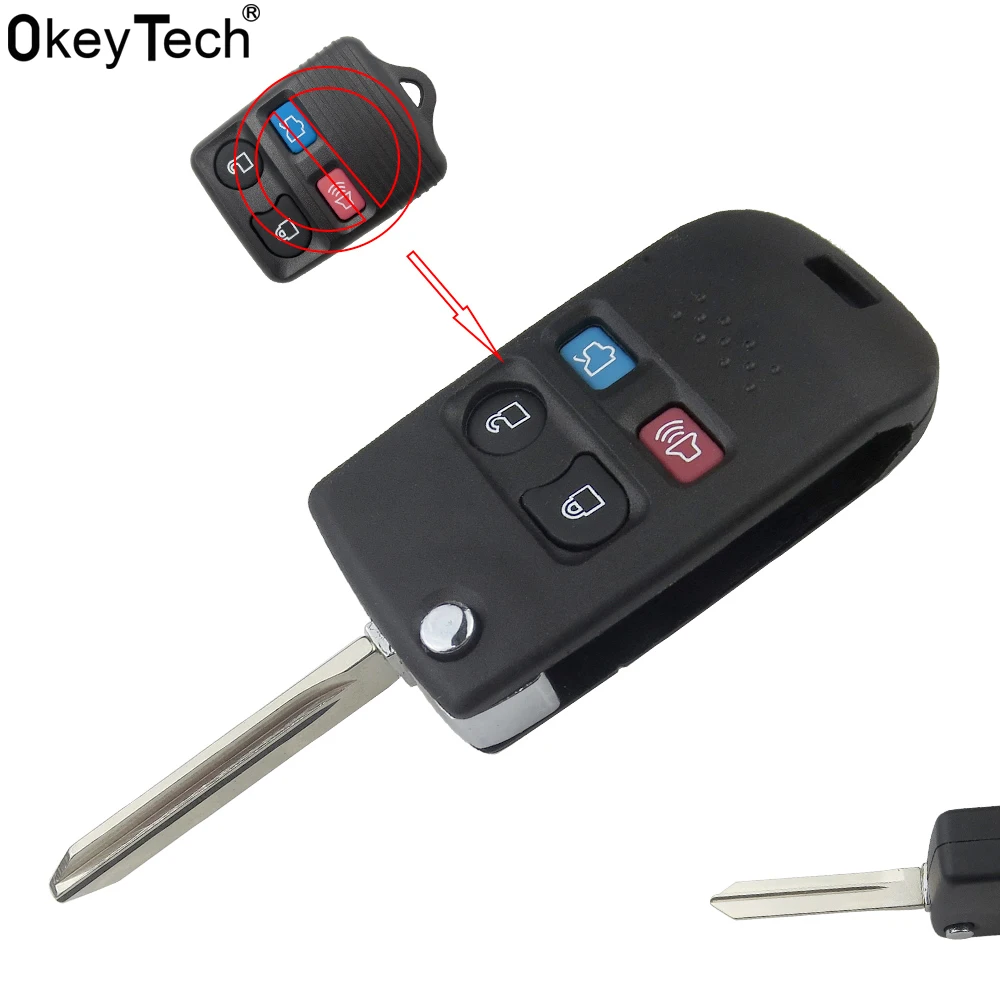 OkeyTech 3 + 1 4 кнопки флип модифицированный пульт дистанционного ключа оболочки для