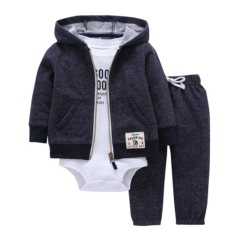 2019 spring autumn baby BOY GIRL CLOTHES SET long sleeve o-neck jacket+pant+rompers newborn outfit infant clothing new born suit | Детская