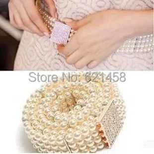 Универсальная цепочка для живота с жемчугом и стразами Женская эластичная