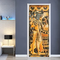 door sticker waterproof self adhesive mural wallpaper egyptian pharaoh wall painting living room bedroom door stickers decor 3d