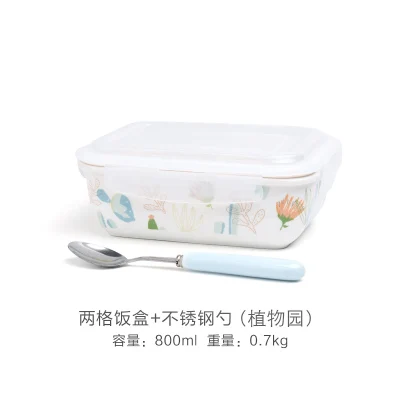 K 2Compartments 2-3 отделения мультфильм животных Керамика Коробки для обедов Procelain Bento LunchBox с ложкой Портативный Еда контейнер Tableware-ZX0484 - Цвет: K 2Compartments