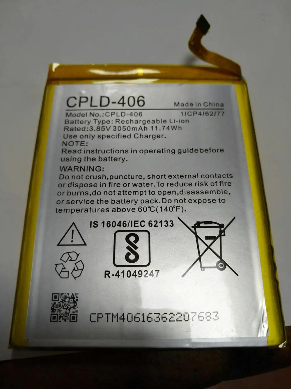 

3.8V 3050mAh Coolpad CPLD-406 Battery
