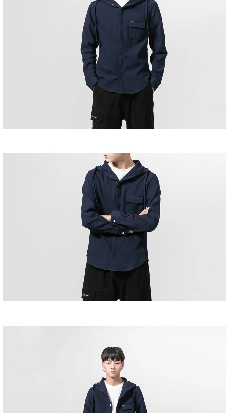 Sinicism Store мужские однотонные рубашки с капюшоном мужская хлопковая белая рубашка с длинным рукавом мужская Корейская Повседневная Осенняя винтажная одежда на пуговицах