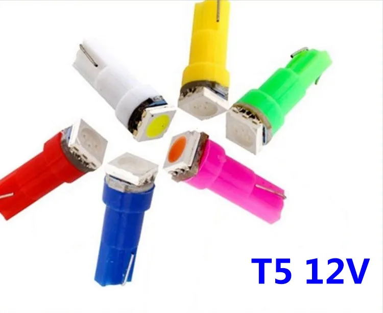 10 шт. T5 5050 1SMD Светодиодный Измеритель светильник индикатор светильник T5 12V синий цвет красный, желтый зеленый белый красочные светильник s Изменение лампы T5