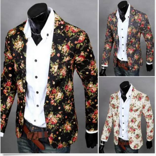 Для мужчин весна Цветок костюмы с длинными рукавами Пиджаки для женщин Куртки