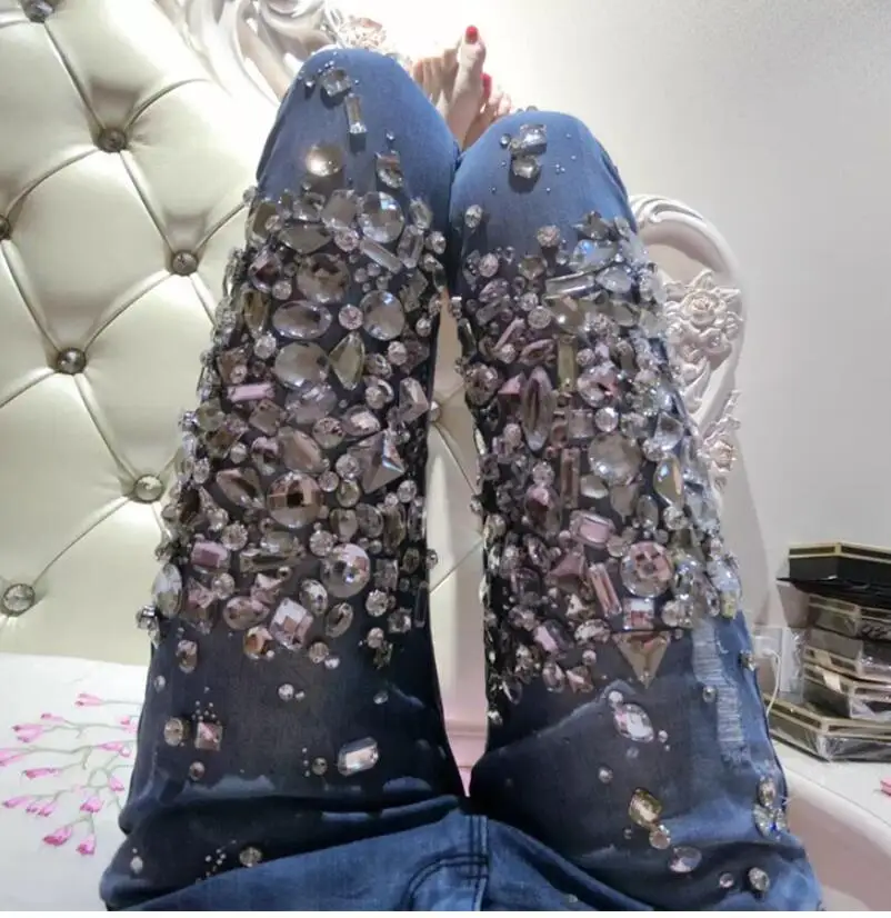 Осенние модные роскошные женские узкие джинсы до щиколотки размера плюс 25-30 2020 |