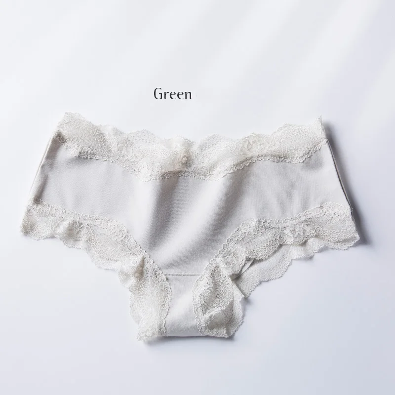 WLSD сексуальные кружевные трусики женские прочный мягкий хлопок Beifs Lingeries Твердые Девушки дышащие трусики для женщин, с низкой талией промежность нижнее белье - Цвет: 8185 Green